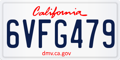 CA license plate 6VFG479