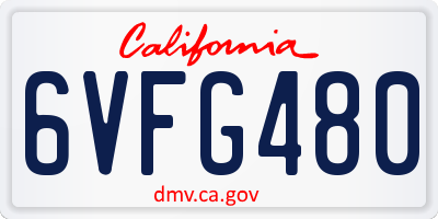 CA license plate 6VFG480