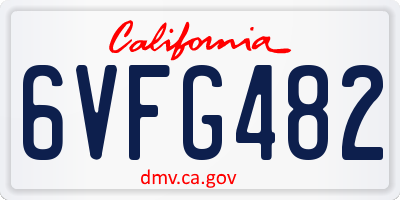 CA license plate 6VFG482