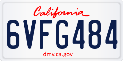 CA license plate 6VFG484