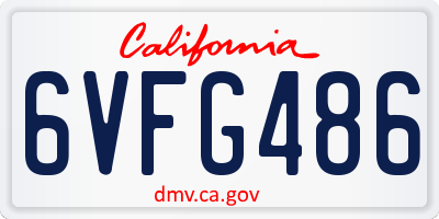 CA license plate 6VFG486