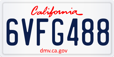 CA license plate 6VFG488