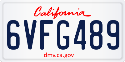 CA license plate 6VFG489