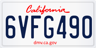 CA license plate 6VFG490