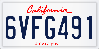CA license plate 6VFG491