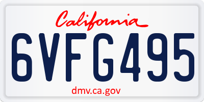 CA license plate 6VFG495