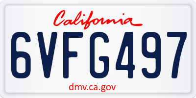 CA license plate 6VFG497