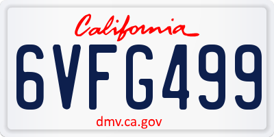 CA license plate 6VFG499
