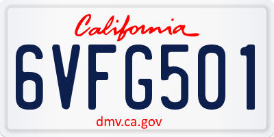 CA license plate 6VFG501