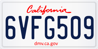 CA license plate 6VFG509