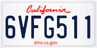 CA license plate 6VFG511