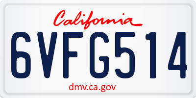 CA license plate 6VFG514
