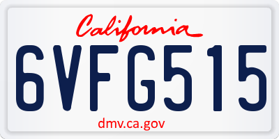 CA license plate 6VFG515