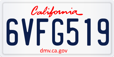 CA license plate 6VFG519