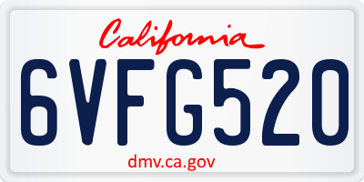 CA license plate 6VFG520