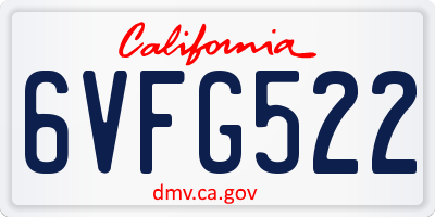 CA license plate 6VFG522