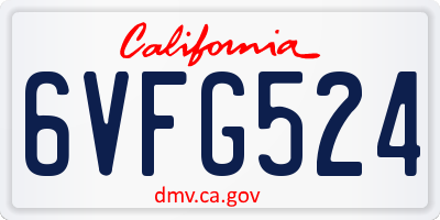 CA license plate 6VFG524