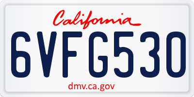 CA license plate 6VFG530