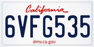 CA license plate 6VFG535