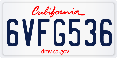 CA license plate 6VFG536