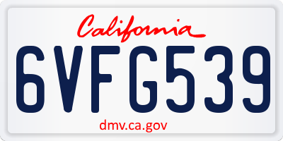 CA license plate 6VFG539