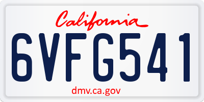 CA license plate 6VFG541