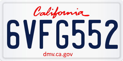 CA license plate 6VFG552