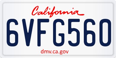 CA license plate 6VFG560