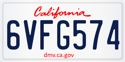 CA license plate 6VFG574