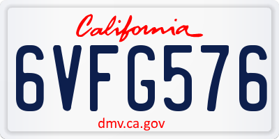 CA license plate 6VFG576