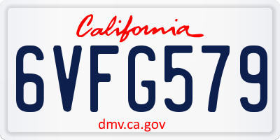 CA license plate 6VFG579