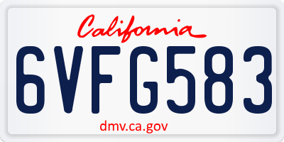 CA license plate 6VFG583