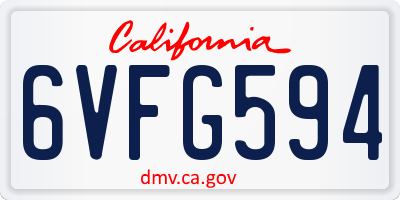 CA license plate 6VFG594