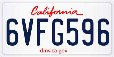 CA license plate 6VFG596