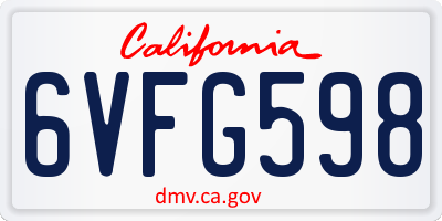 CA license plate 6VFG598