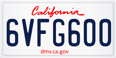 CA license plate 6VFG600