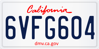 CA license plate 6VFG604