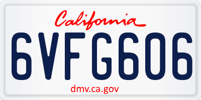 CA license plate 6VFG606
