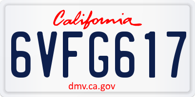 CA license plate 6VFG617