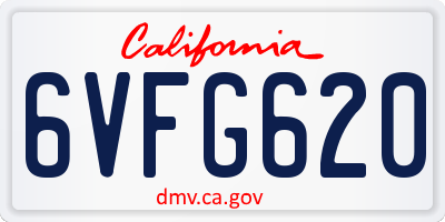CA license plate 6VFG620