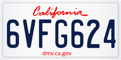 CA license plate 6VFG624