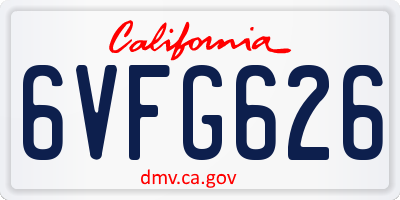 CA license plate 6VFG626