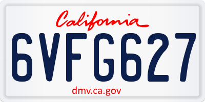 CA license plate 6VFG627