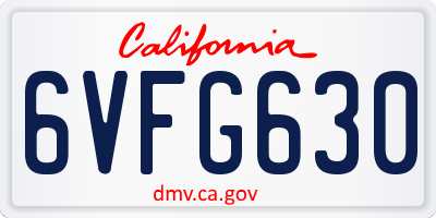 CA license plate 6VFG630
