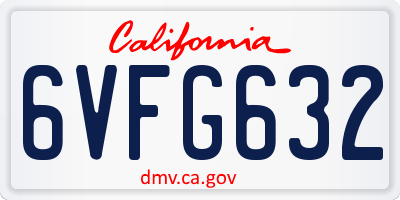 CA license plate 6VFG632