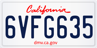CA license plate 6VFG635