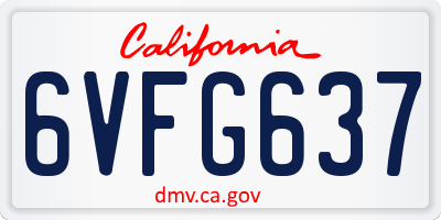 CA license plate 6VFG637