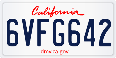 CA license plate 6VFG642