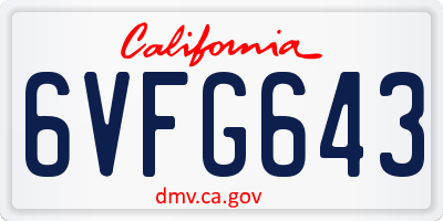 CA license plate 6VFG643