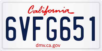 CA license plate 6VFG651